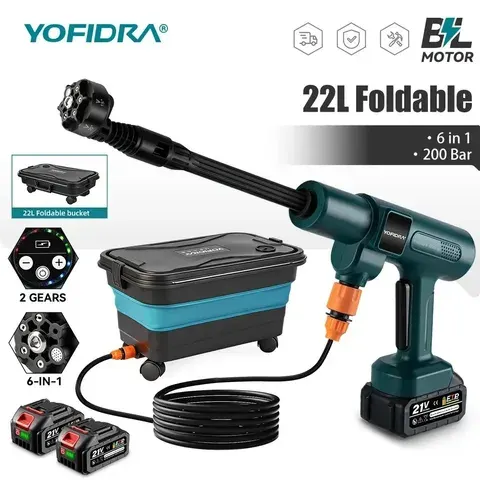YOFIDRA 3500W 200Bar Bürstenloser Hochdruck-Autowaschstrahlreiniger Kabelloser Generator-Reinigungsgerät für