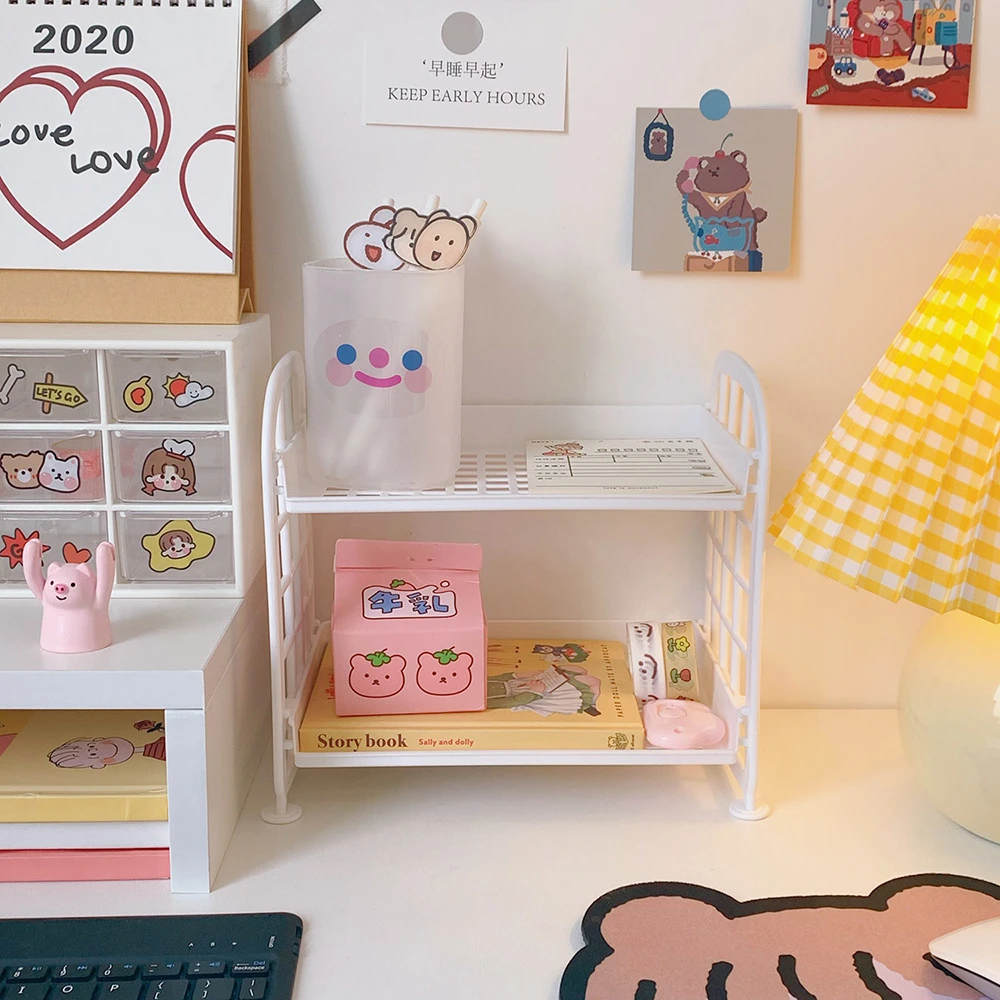 Foldable Double-Layer Desk Organizer Rack 2