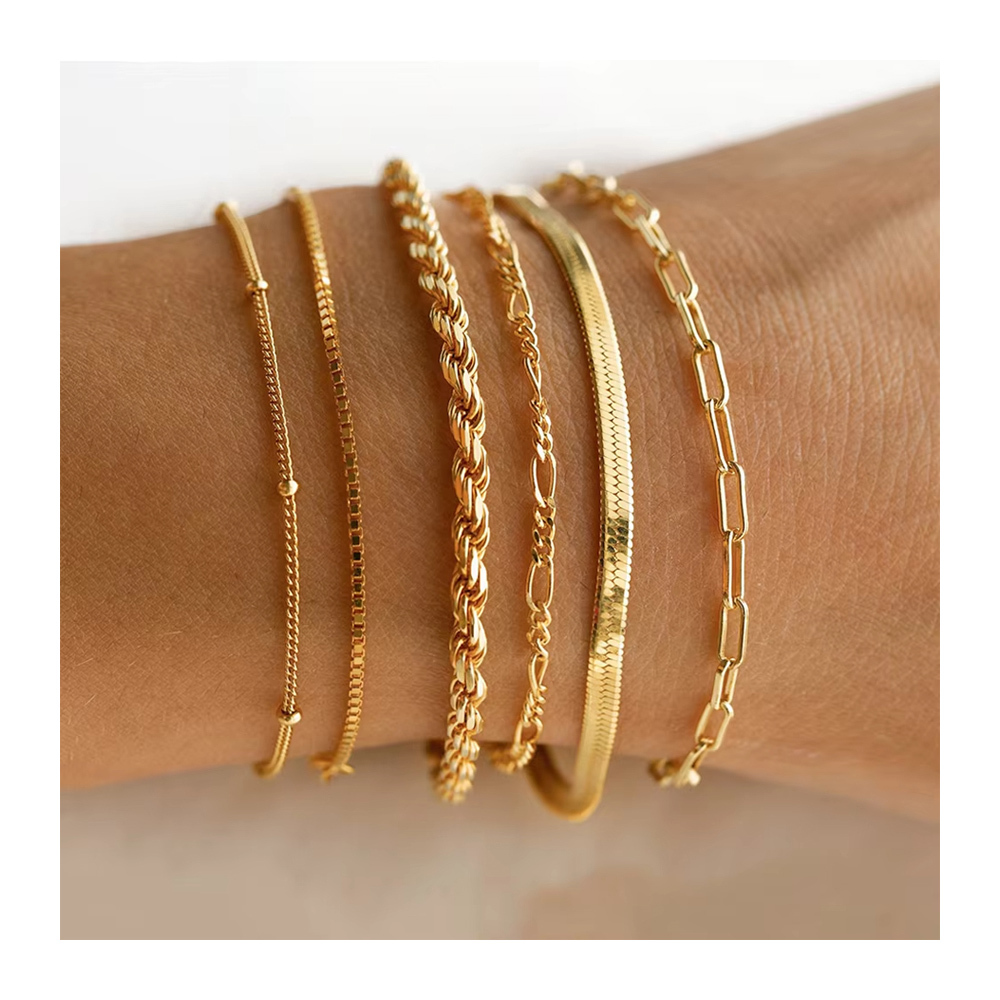 Minimalistisches Edelstahl Gliederarmband vergoldet
