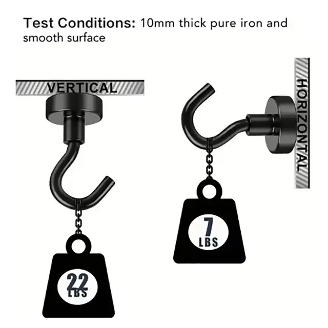 6-Piece Magnetic Wall Hooks, Drill-Free 4