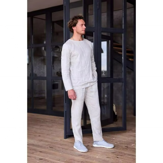 Relaxed Fit Men's Linen Long Sleeve Shirt 3