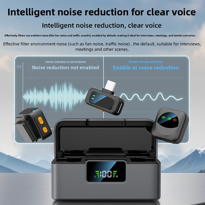 Wireless Lavalier Microphone with Noise Cancelling 2