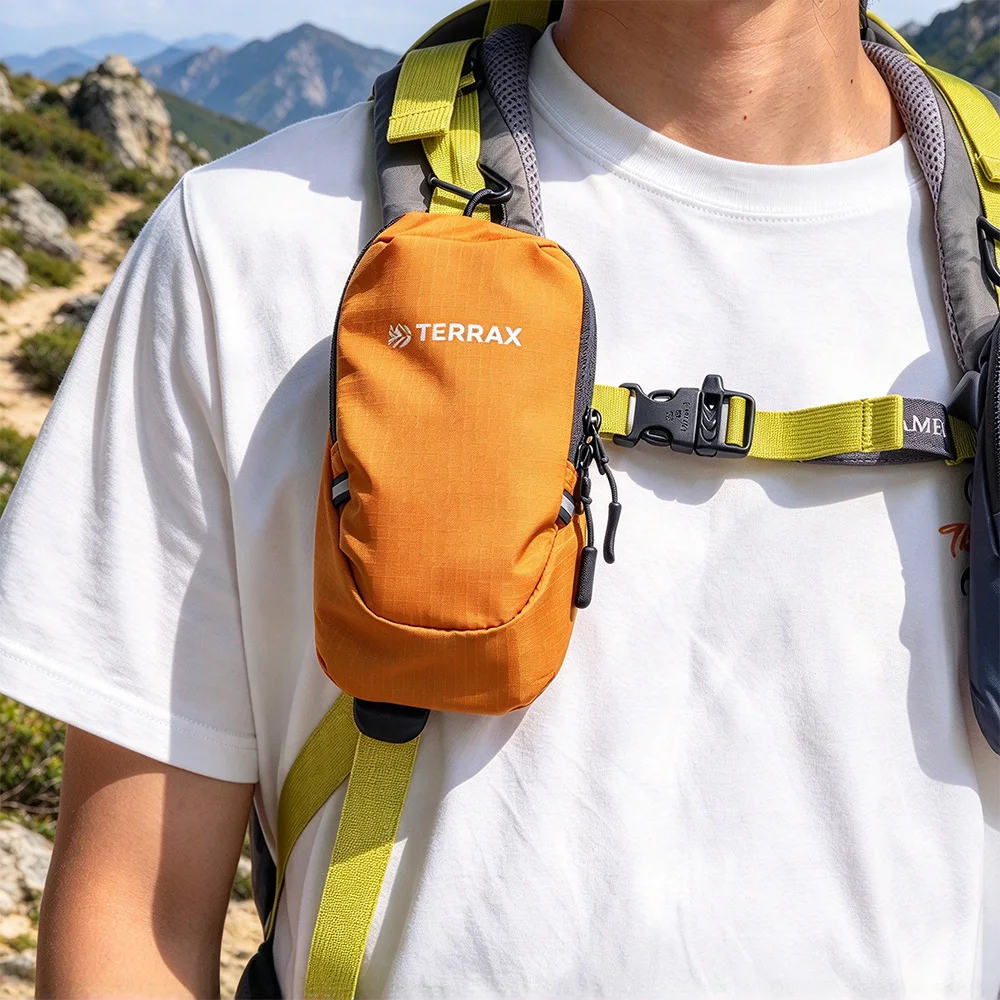 Mini-Rucksack mit Angenähtem Beutel Wander-Geldbörse Handy-Powerbank-Aufbewahrung Schultertasche Erweiterbare