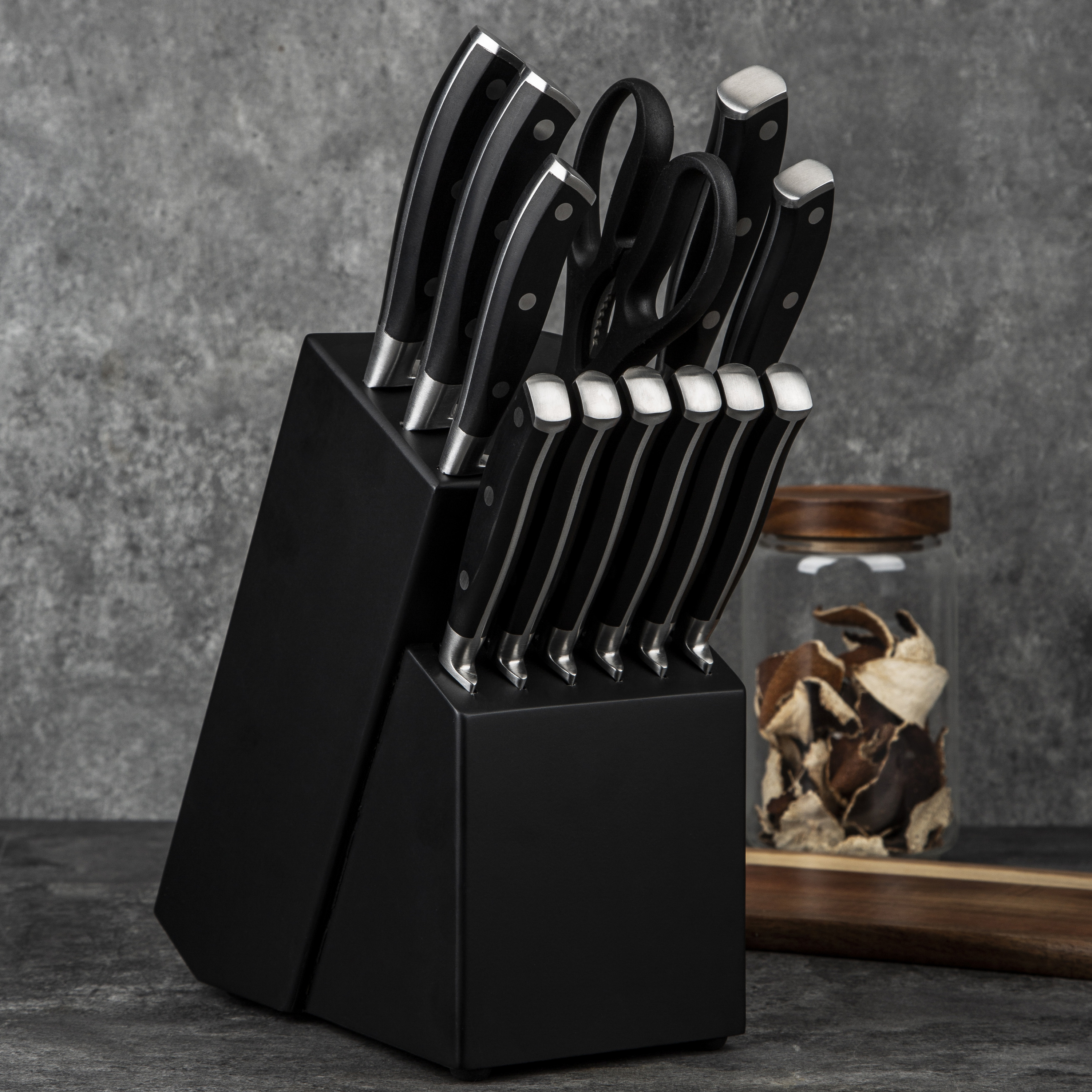 13-Piece Stainless Steel Knife Set with Block