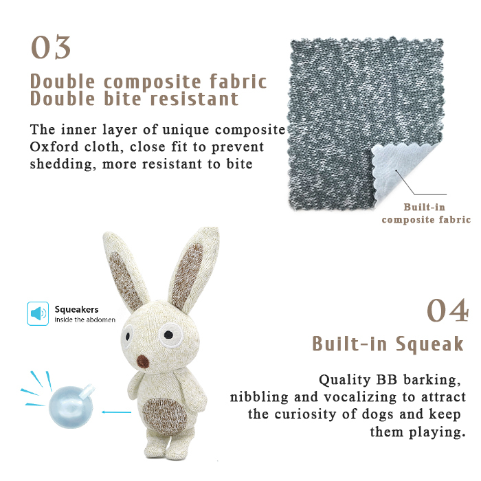 Pet Toys Manufacturers Rabbit Soft Stuffed Chew Squeaky 3