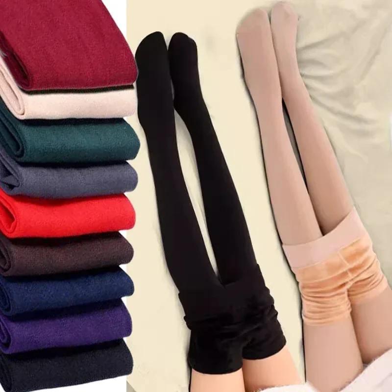 Frauen Winter Verdicken Leggings Warme Hohe Taille Einfarbig