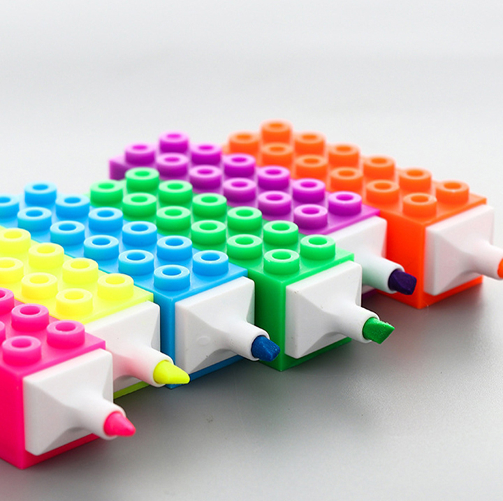 Colorful Building Block Highlighter Pens for Kids