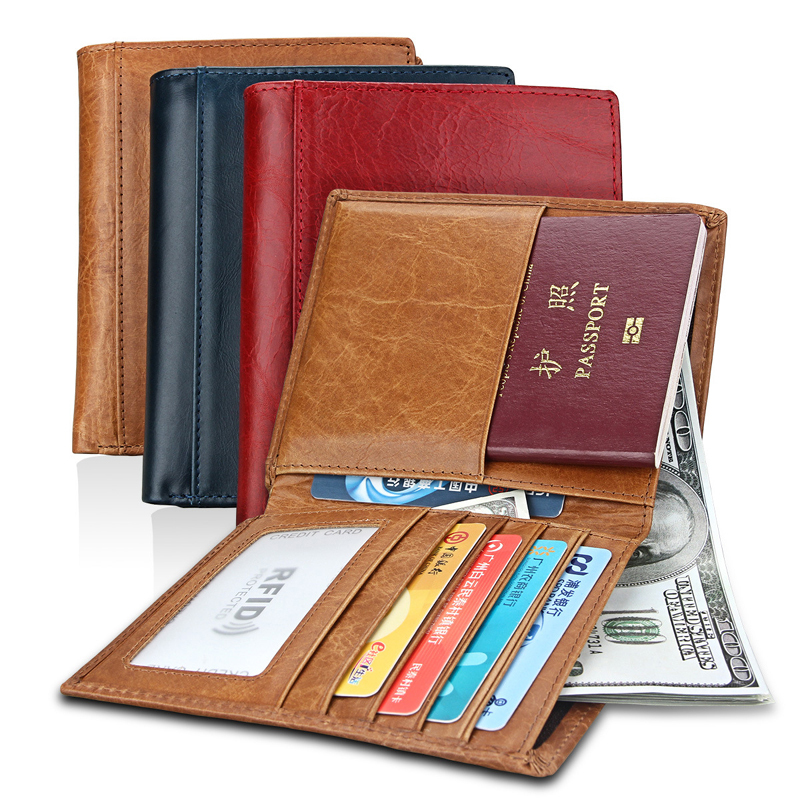 RFID Blocking Retro Genuine Leather Short Unisex Slim 2