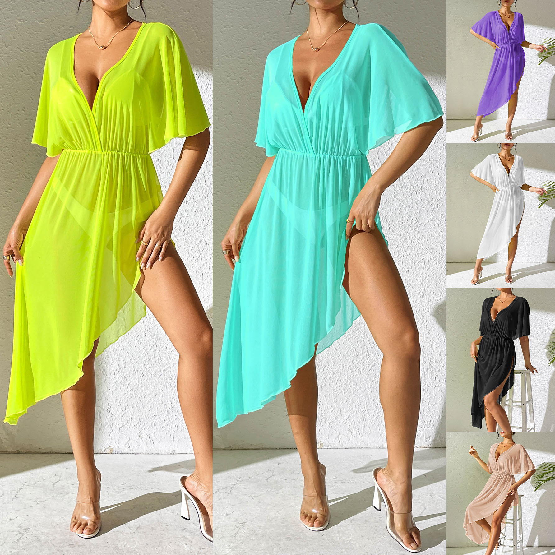 Irregular Bikini Blouse Women's Clothing See-through