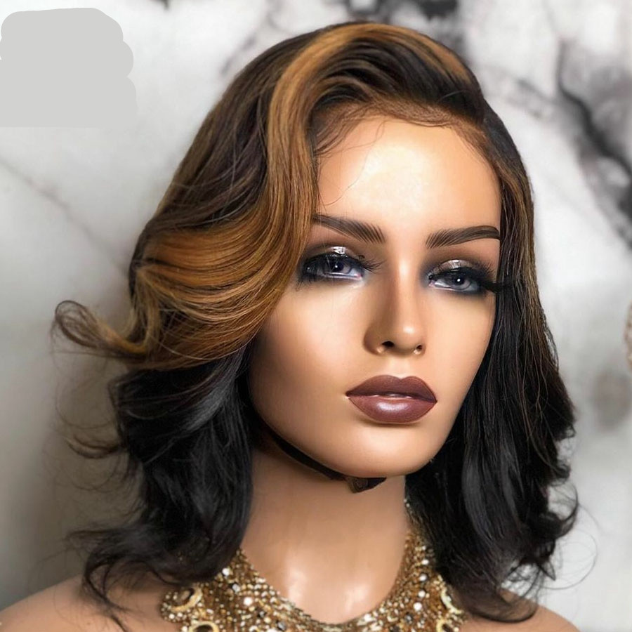 Short Curly Black and Brown Wig