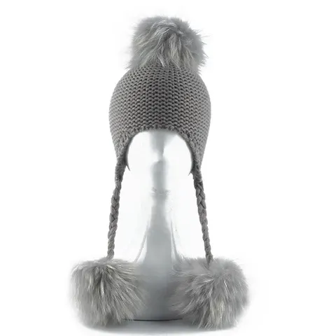kids pompom earflap hat
