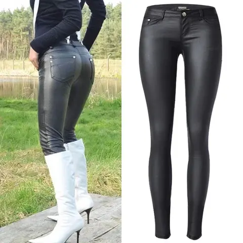 Damen-Kunstleder-Leggings