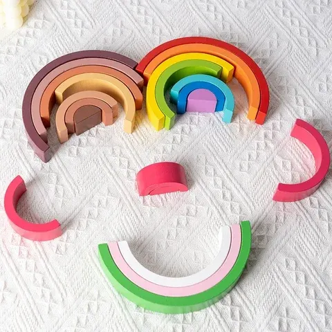 Montessori Wooden Rainbow Stacking Blocks