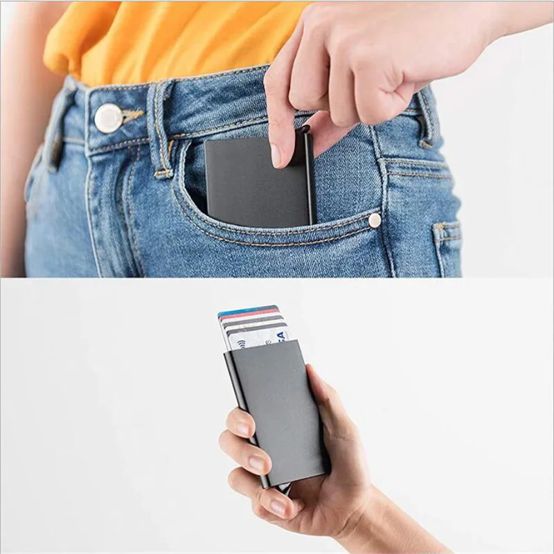 Rfid Smart Brieftasche Karte Halter Metall Dünne Männer