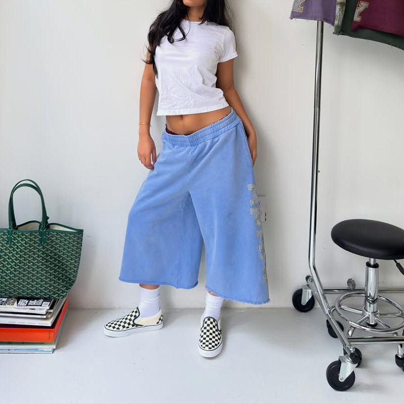 Basic Baumwoll Crop Top Rundhals