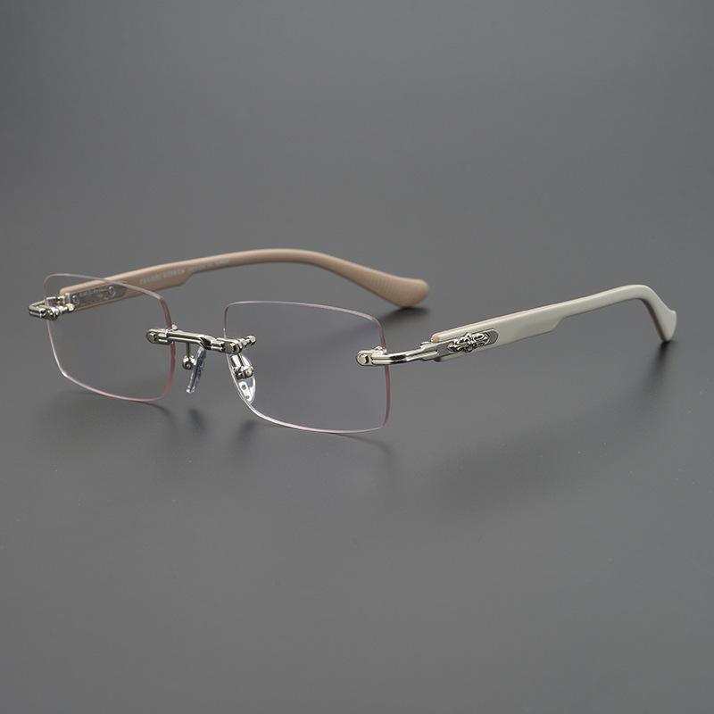 Transparent Square Rimless Eyeglasses Blue Light Blocking Glasses 3