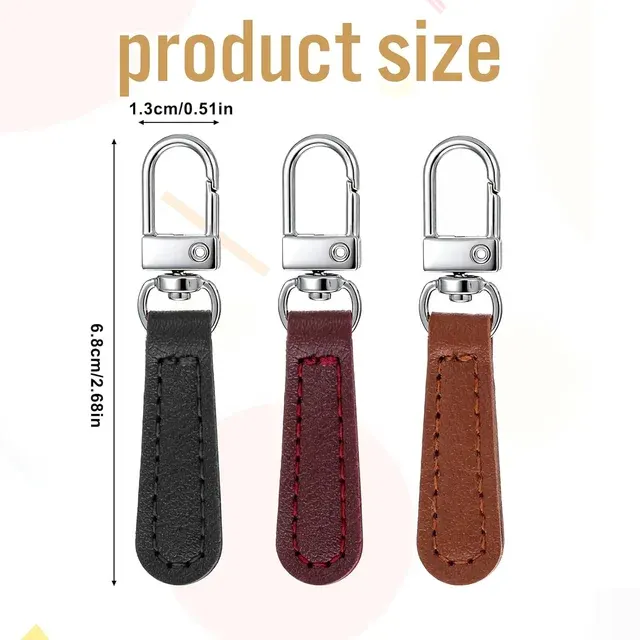 4 Stück PU-Leder-Reißverschluss-Ersatz Zug-Reißverschluss-Tabs Befestigungselemente für Taschen Gepäck 3