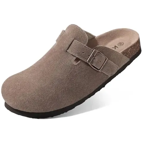 Suede Clogs With Cork Sole