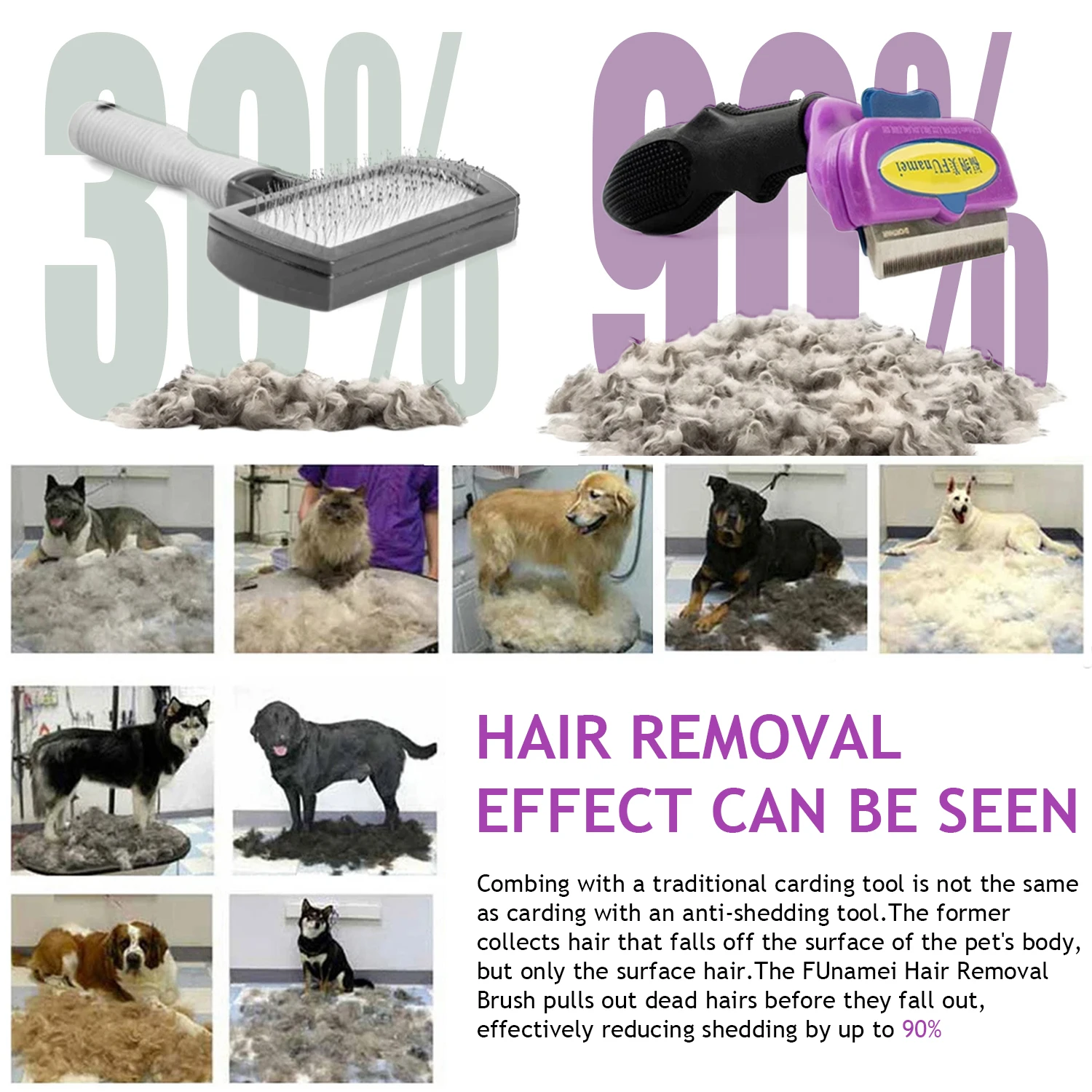 Pet Grooming Brush with Knot Remover 3