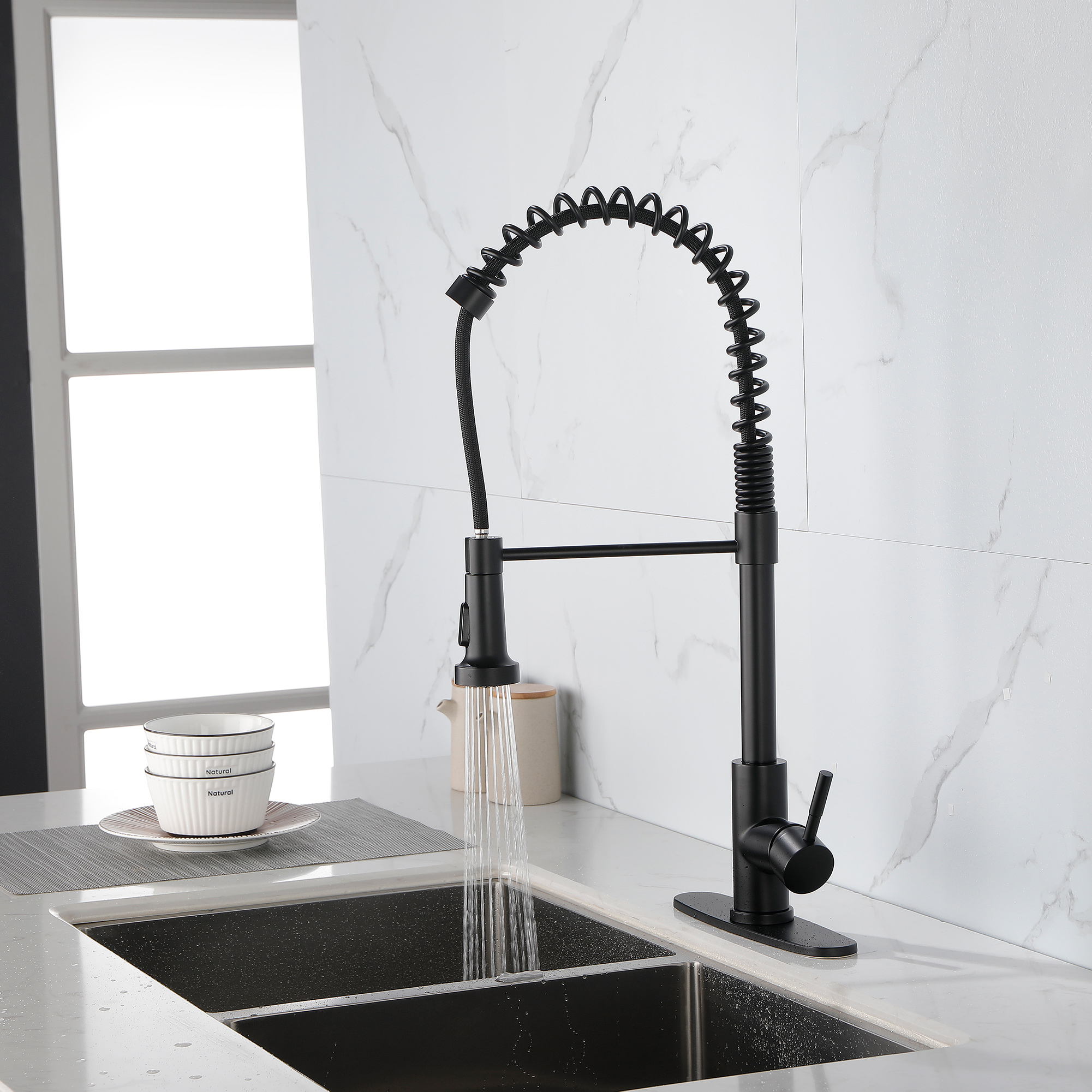 Solid Brass Single Handle Rod Downward Spring Kitchen