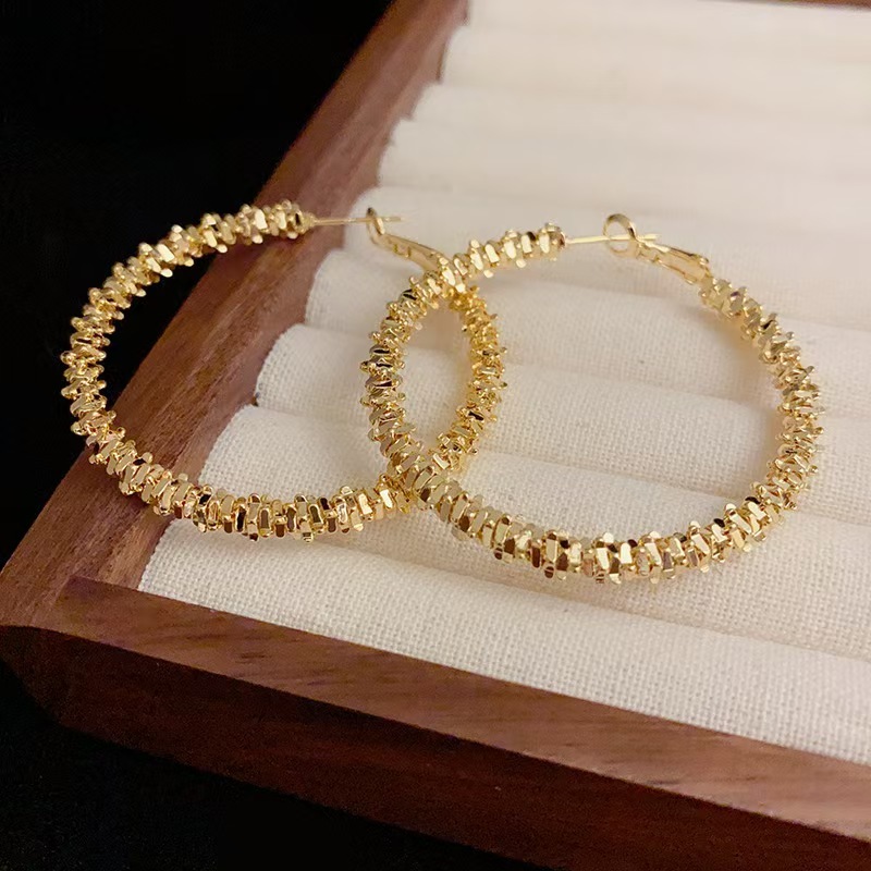 Large Twisted Gold Hoop Earrings