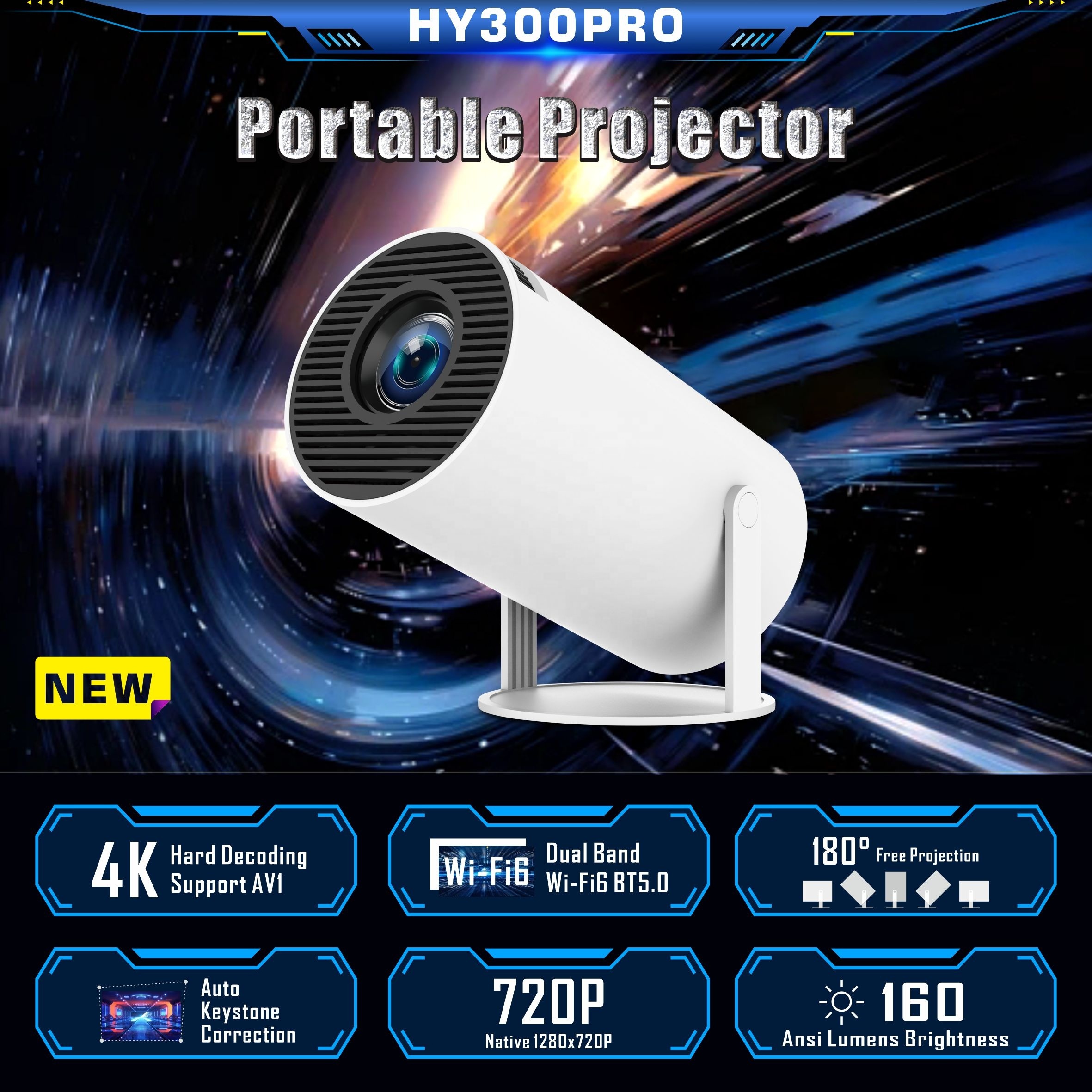 Mini 4K Projector with WiFi 2