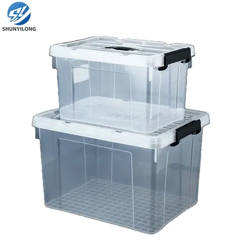 Transparente Aufbewahrungsbox mit Deckel und Rollen
