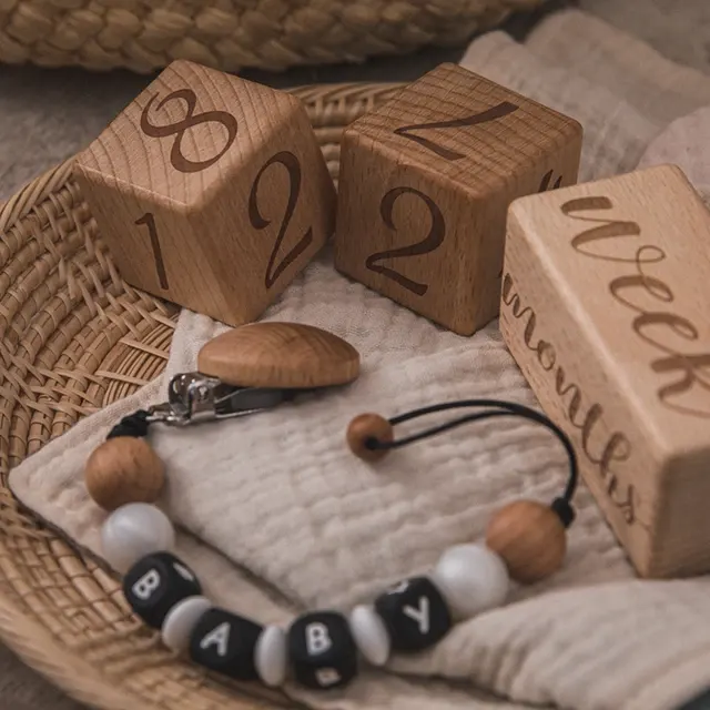 Wooden Baby Milestone Blocks 3