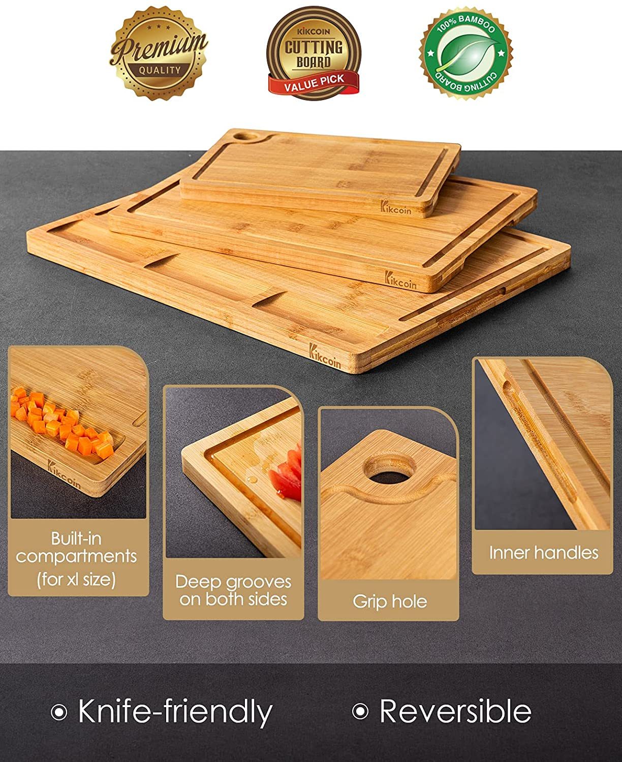 Bamboo Board Set with Storage Compartments 3
