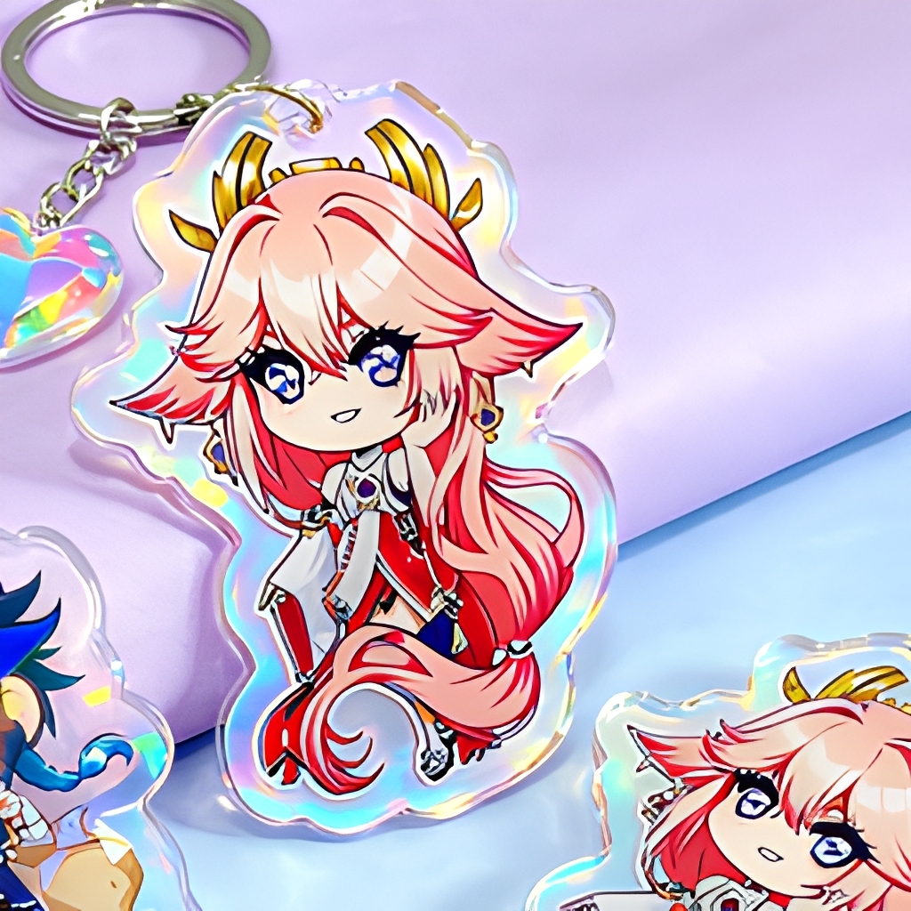 Waterproof Holographic Transparent Acrylic Keychain 2