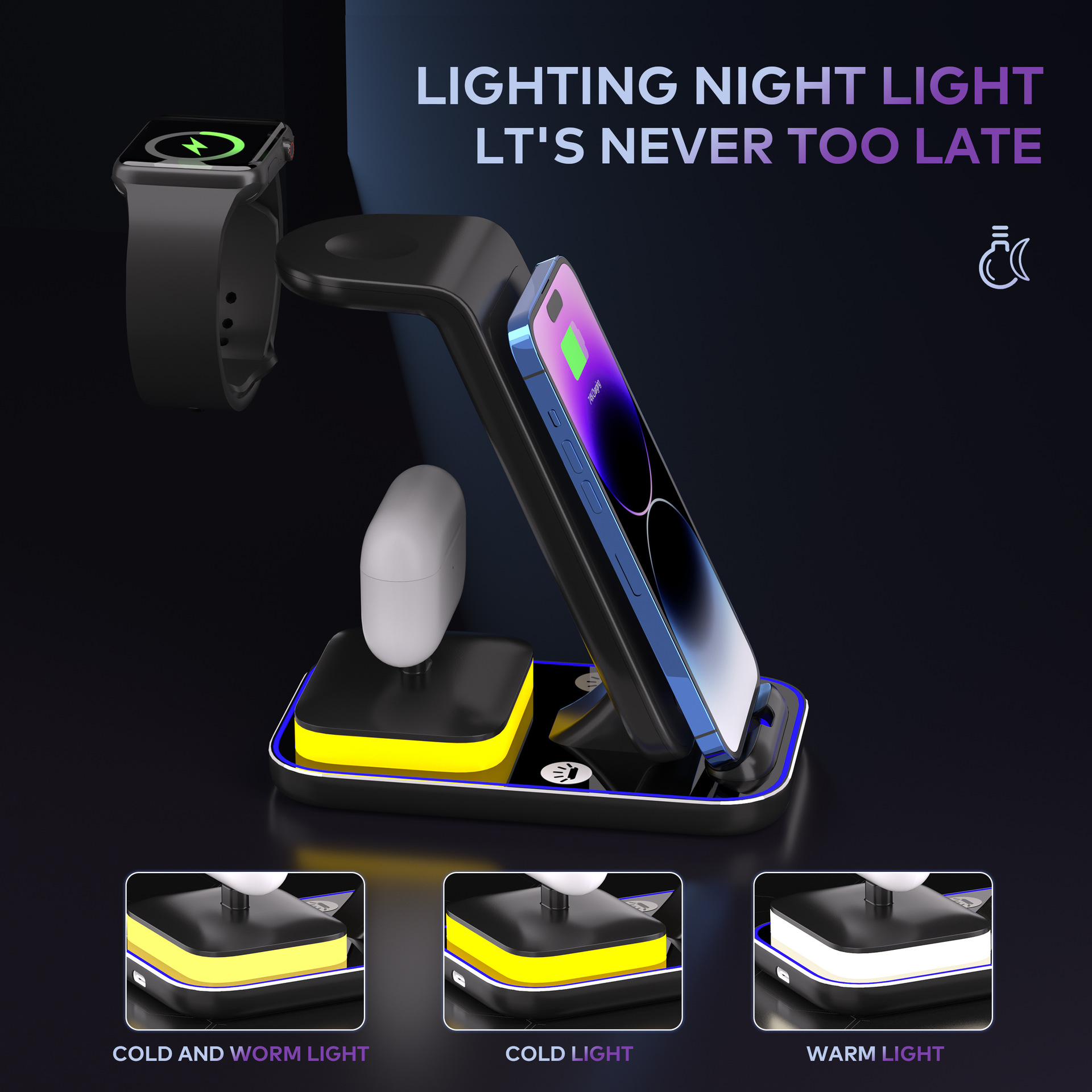 Mobile Phone Wireless Charger Headset Recharge Stand Watch 2