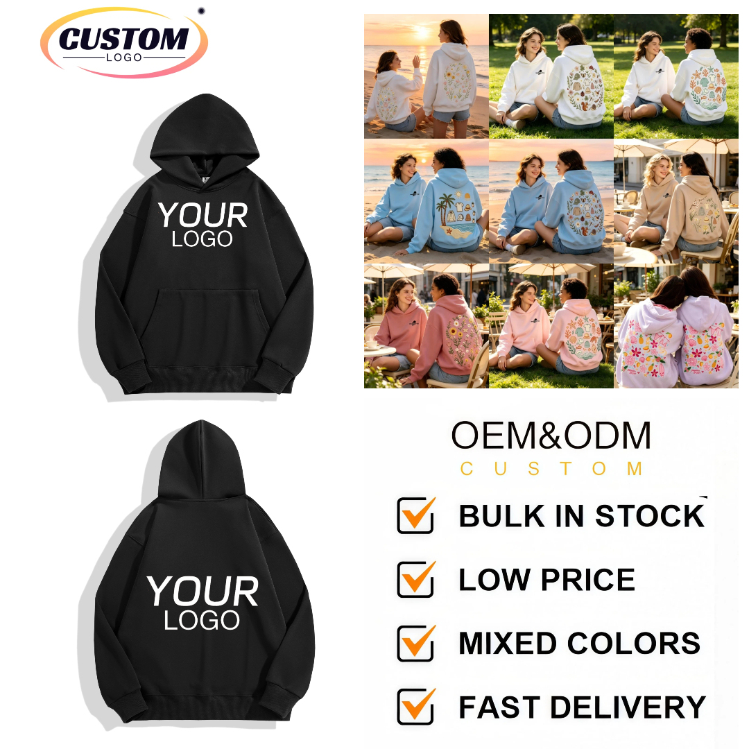 Embossed Sweatshirt Hoodies Oversized Men's Blank Puff Print 3