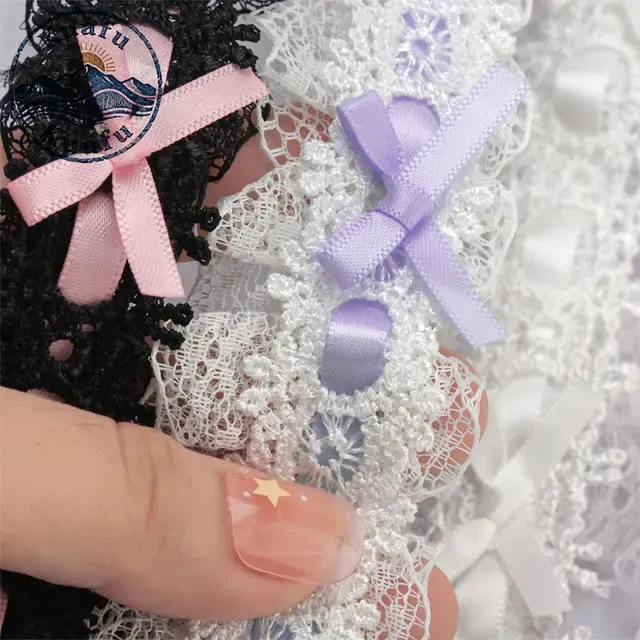 Plissiertes Spitzenband mit Schleife, 1 Yard 4