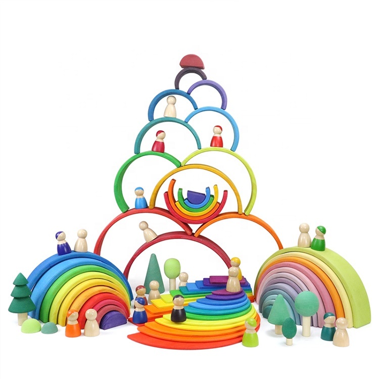 Colorful Rainbow Wooden Building Blocks 4