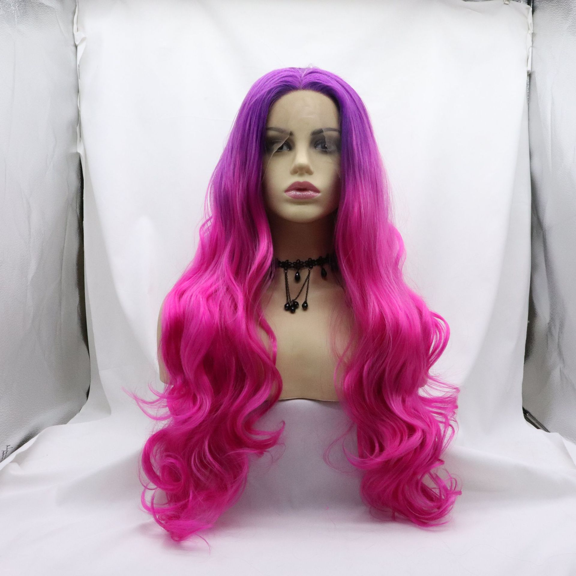 Front Lace Wig 134 Gradient Color Long Curly 2