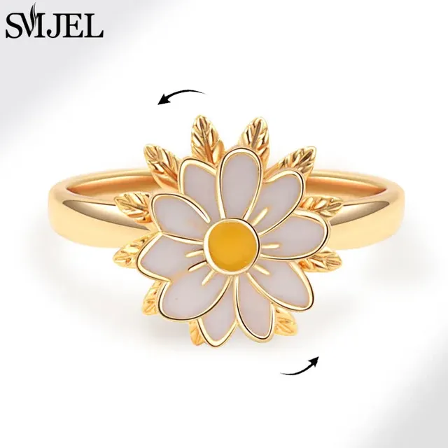 Sunflower Spinner Ring with Cherry Blossoms 3