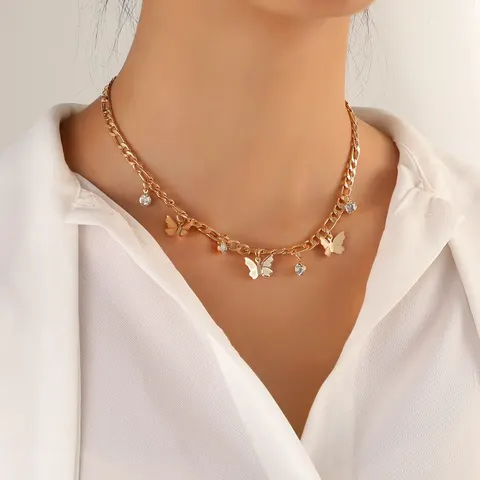 Butterfly Necklace Metal Clavicle