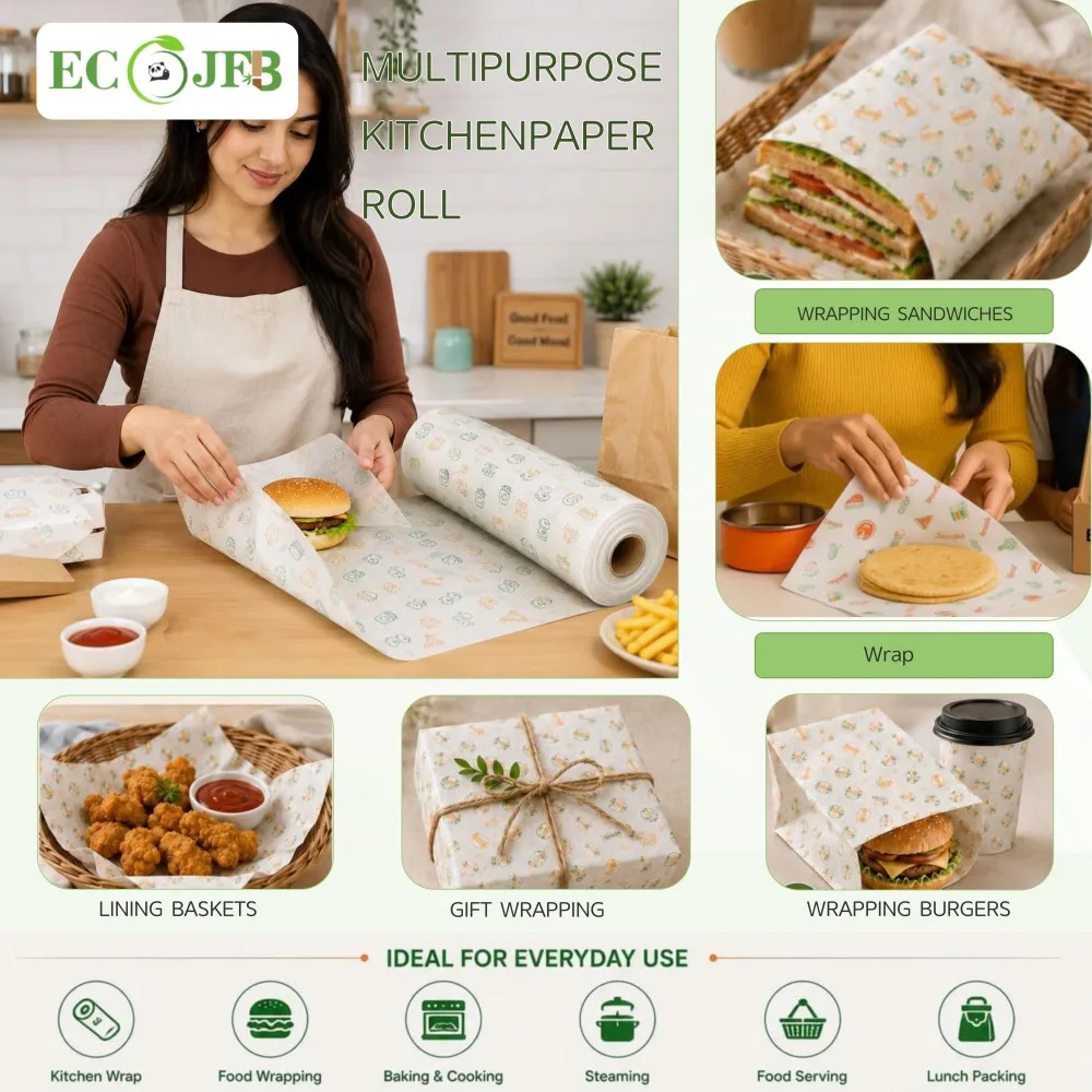 Printed Greaseproof Sandwich Wrapping Paper Sheets Food Grade 2