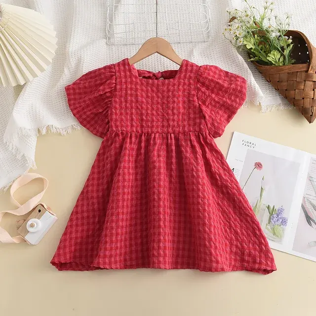 Bär Führer Sommer Rot Plaid Bogen Kleider Elegante 2