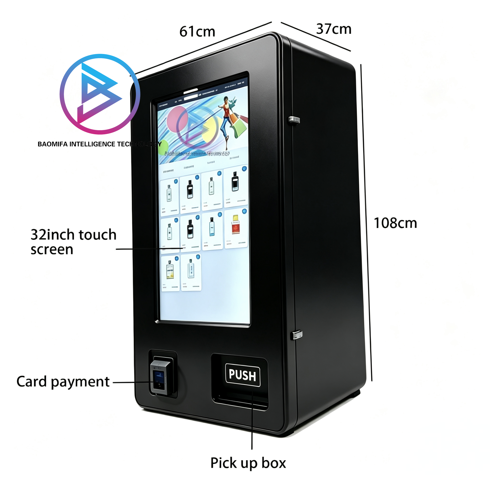 Small Wall-Mounted Metal Touchscreen Vending Machine 2