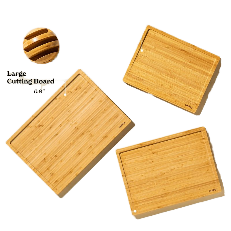 3-Piece Bamboo Chopping Board Set with Holder 4