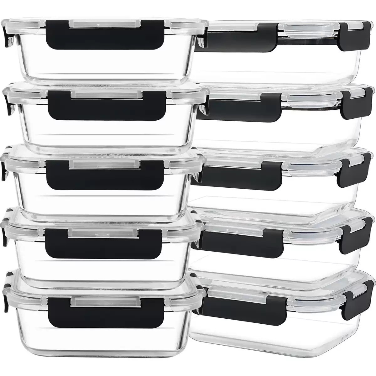 10-Pack Glass Food Storage Container Set BPA Free 2