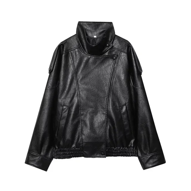 Faux Leather Bomber Jacket 3