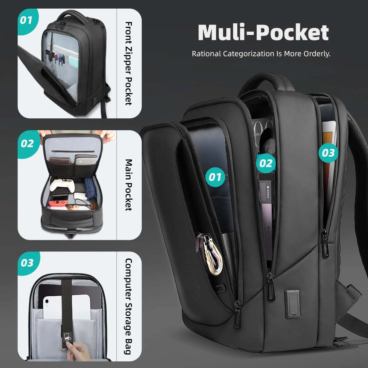 Waterproof Men's Laptop Backpack, 15.6-Inch 4