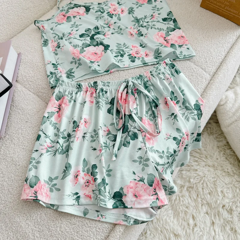 Frauen Casual Pyjama Damen Sexy Nachtwäsche Drucken Rundhals 4