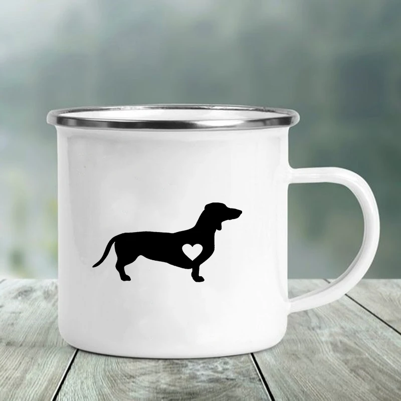 Ich Liebe Dackel Bedruckte Emaille-Tasse Kreatives Glas Kaffee 4