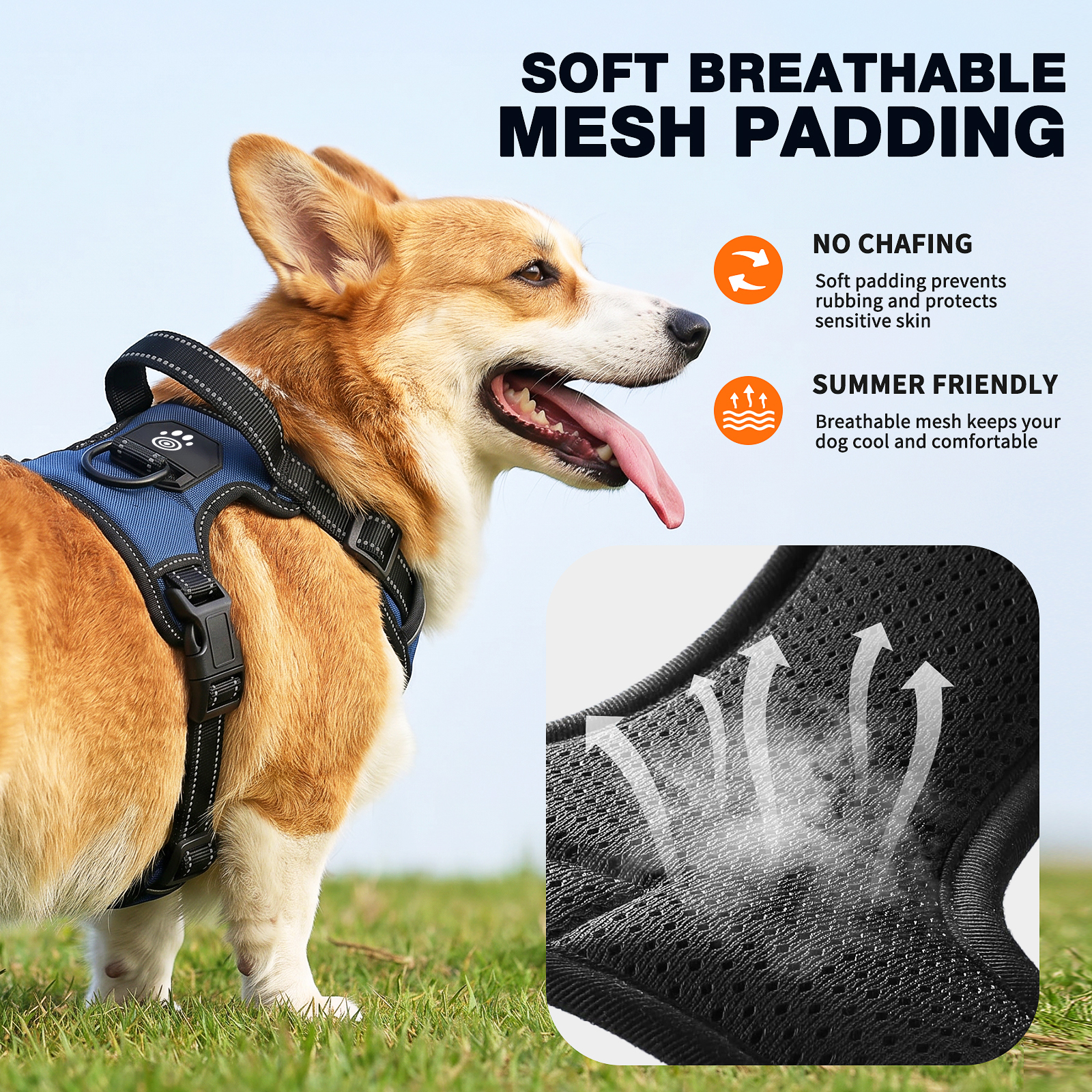 Breathable No-Pull Reflective Dog Harness 3
