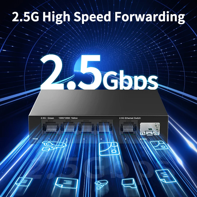 5-Port 2 5-GbE-Ethernet-Switch Nicht Verwalteter 5-Gbit s-Netzwerk-Switch 1 2