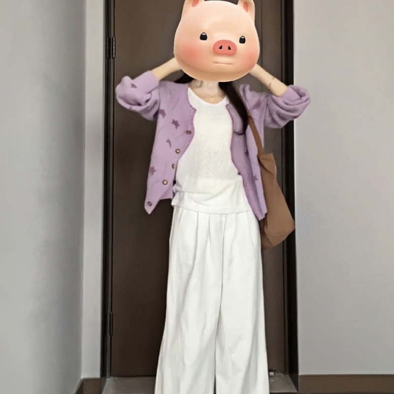 Autumn Purple Knitted Outerwear Cardigan