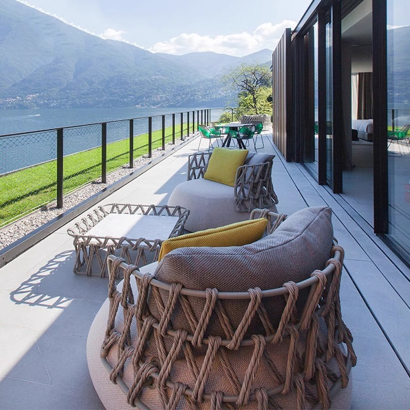 Nordisches Rattan Loungesofa, Aluminiumgestell 2